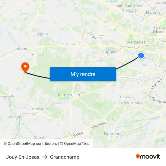 Jouy-En-Josas to Grandchamp map