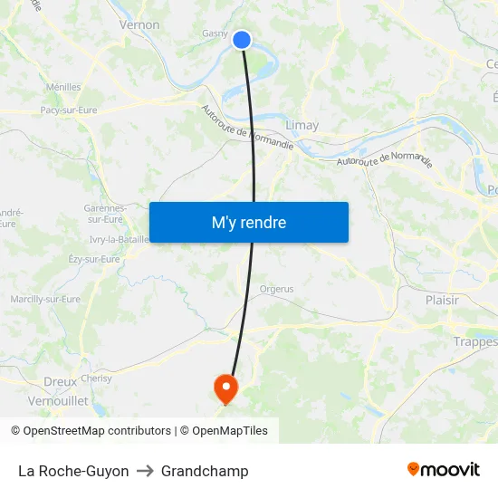 La Roche-Guyon to Grandchamp map