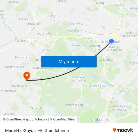Mareil-Le-Guyon to Grandchamp map