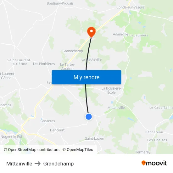 Mittainville to Grandchamp map