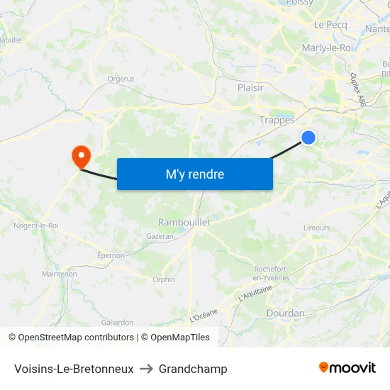 Voisins-Le-Bretonneux to Grandchamp map