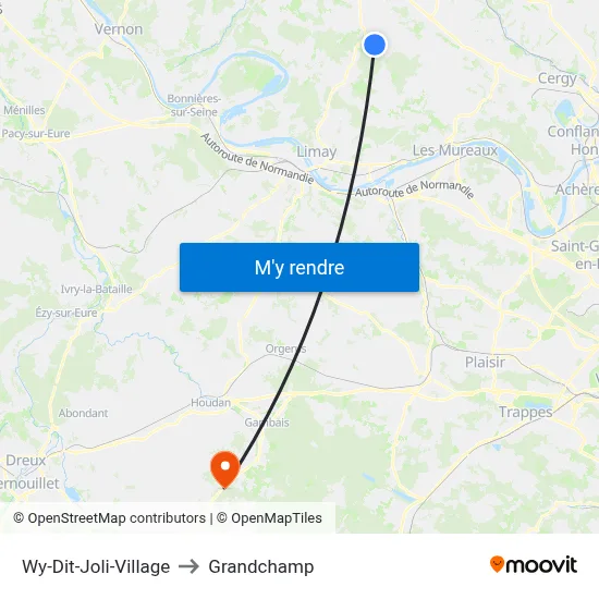 Wy-Dit-Joli-Village to Grandchamp map