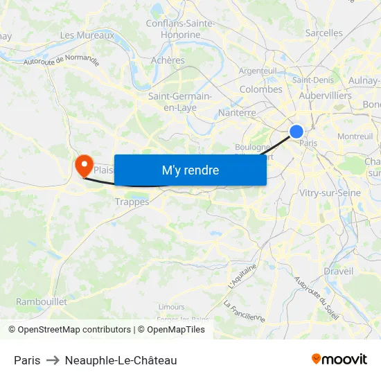 Paris to Neauphle-Le-Château map