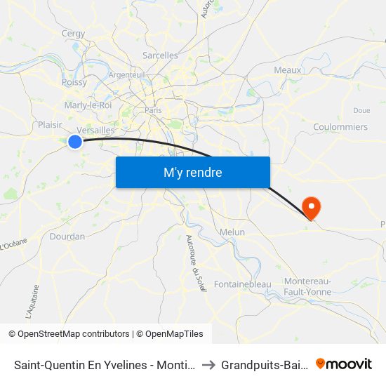 Saint-Quentin En Yvelines - Montigny-Le-Bretonneux to Grandpuits-Bailly-Carrois map