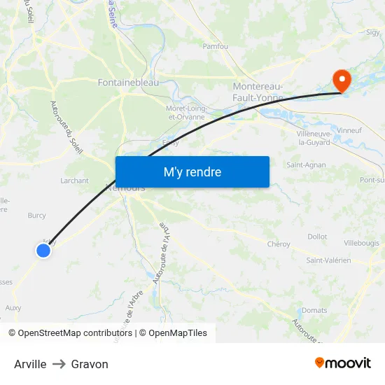 Arville to Gravon map