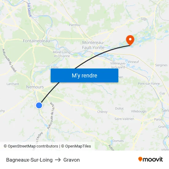 Bagneaux-Sur-Loing to Gravon map