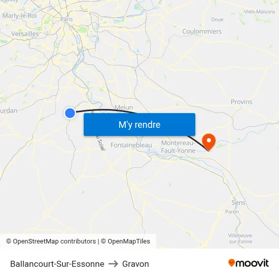 Ballancourt-Sur-Essonne to Gravon map