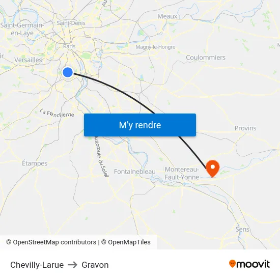 Chevilly-Larue to Gravon map