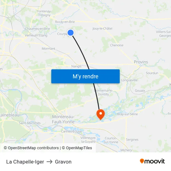 La Chapelle-Iger to Gravon map