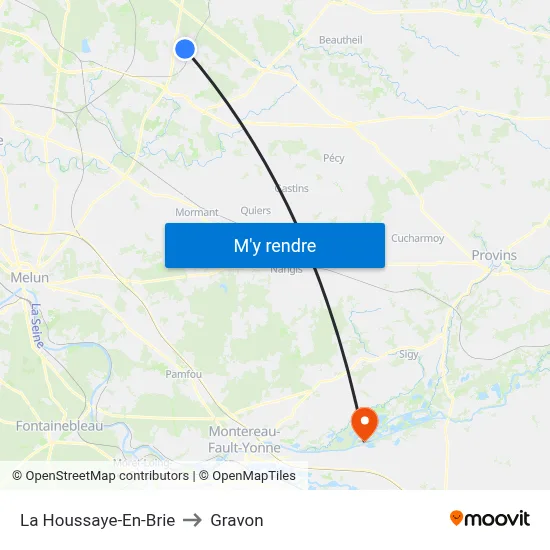 La Houssaye-En-Brie to Gravon map