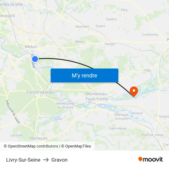 Livry-Sur-Seine to Gravon map