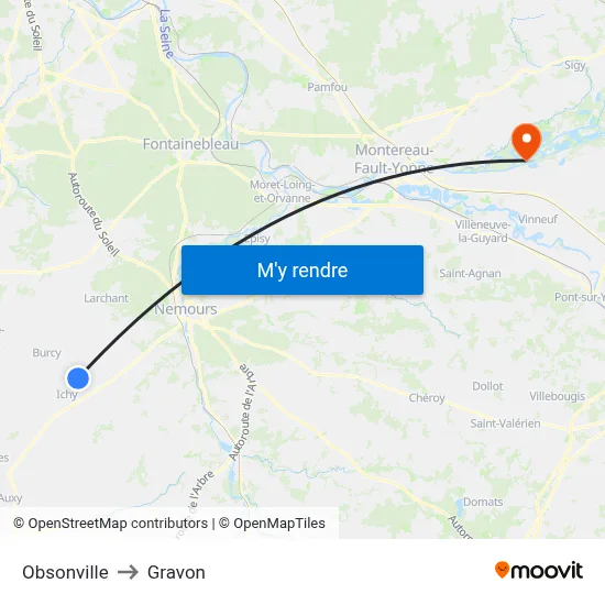 Obsonville to Gravon map
