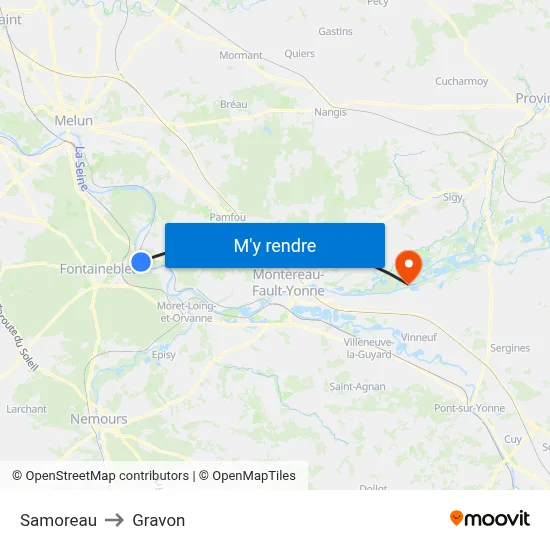 Samoreau to Gravon map