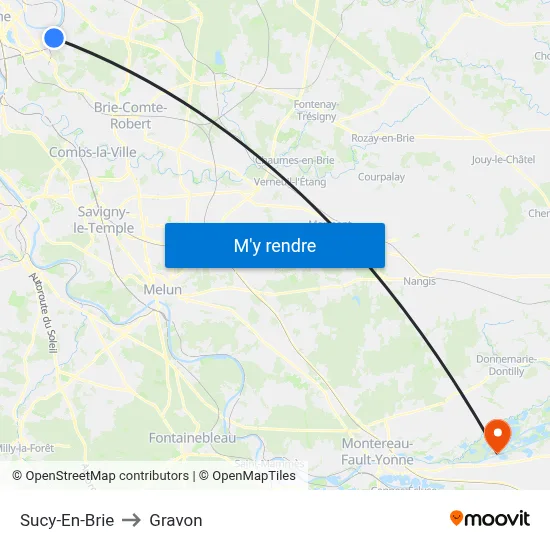 Sucy-En-Brie to Gravon map