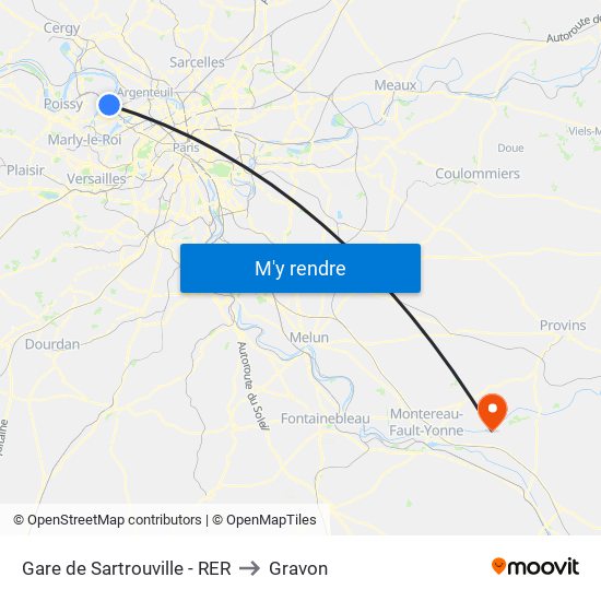 Gare de Sartrouville - RER to Gravon map