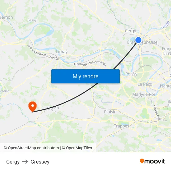 Cergy to Gressey map