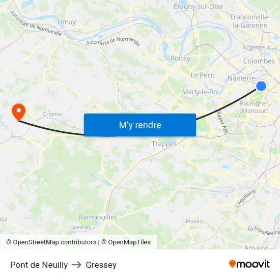 Pont de Neuilly to Gressey map