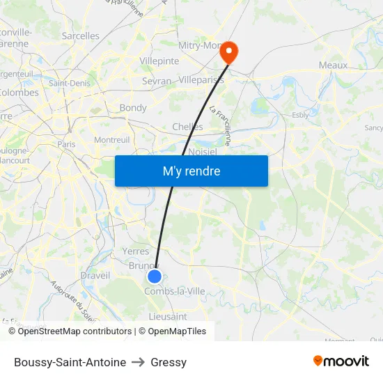 Boussy-Saint-Antoine to Gressy map