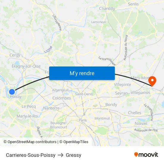 Carrieres-Sous-Poissy to Gressy map
