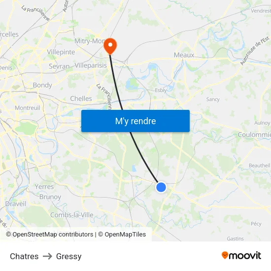 Chatres to Gressy map
