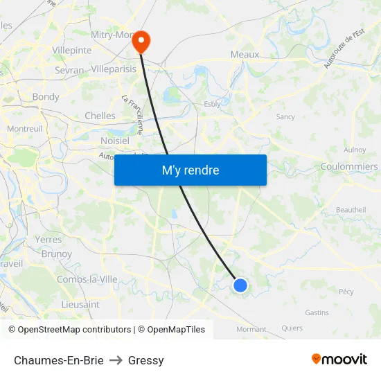 Chaumes-En-Brie to Gressy map