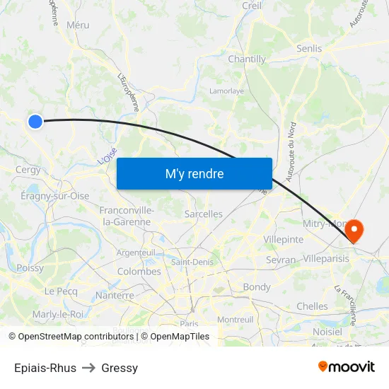 Epiais-Rhus to Gressy map