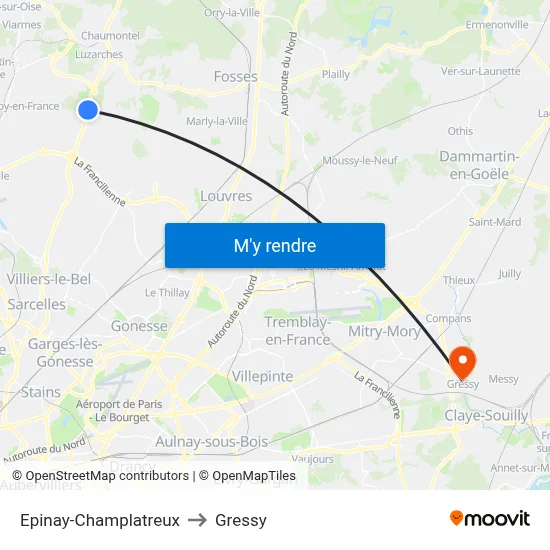 Epinay-Champlatreux to Gressy map