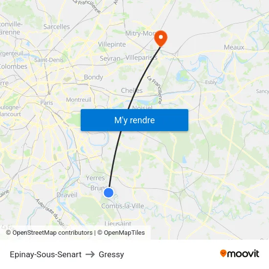 Epinay-Sous-Senart to Gressy map