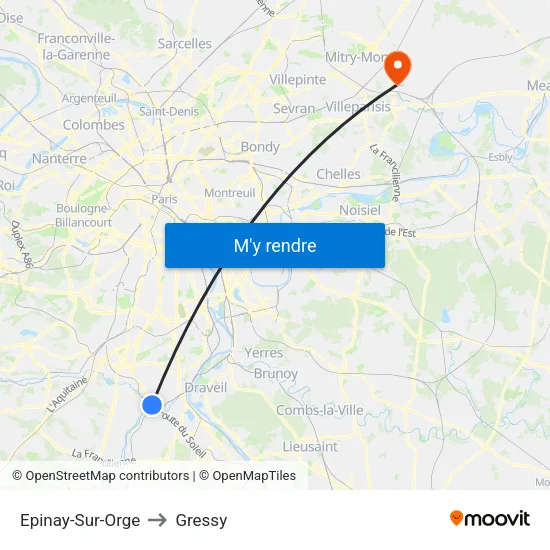 Epinay-Sur-Orge to Gressy map