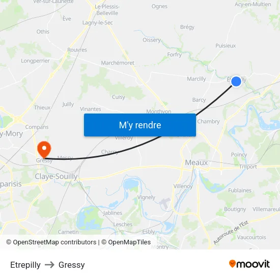 Etrepilly to Gressy map