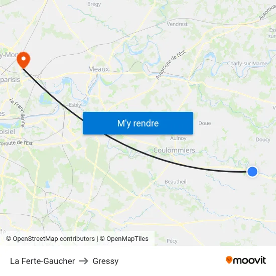 La Ferte-Gaucher to Gressy map