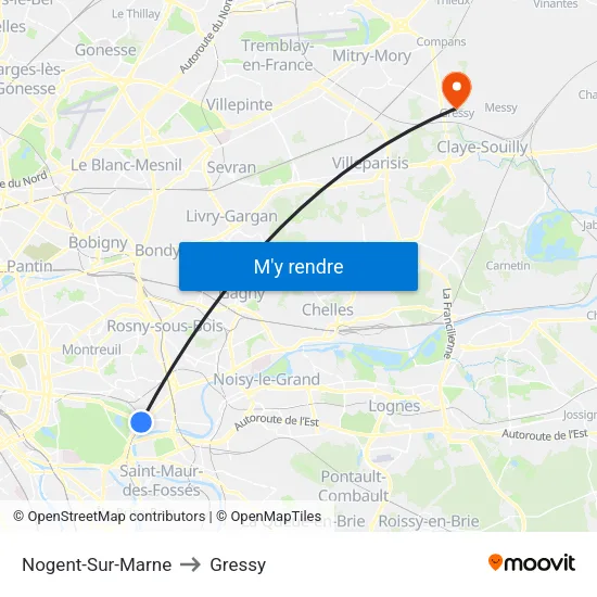 Nogent-Sur-Marne to Gressy map