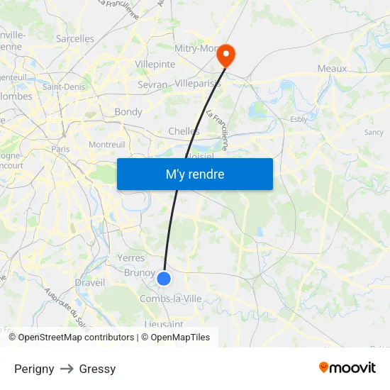 Perigny to Gressy map