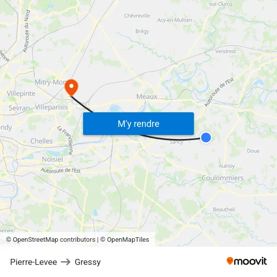 Pierre-Levee to Gressy map