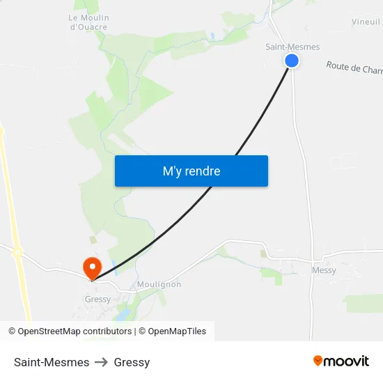 Saint-Mesmes to Gressy map