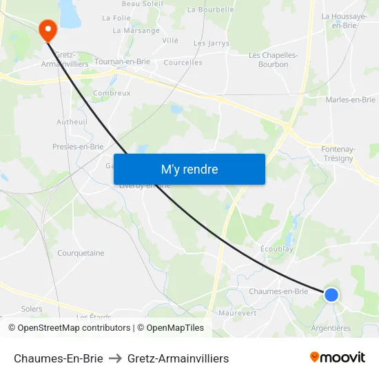 Chaumes-En-Brie to Gretz-Armainvilliers map