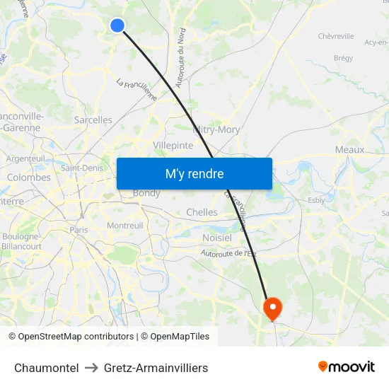 Chaumontel to Gretz-Armainvilliers map