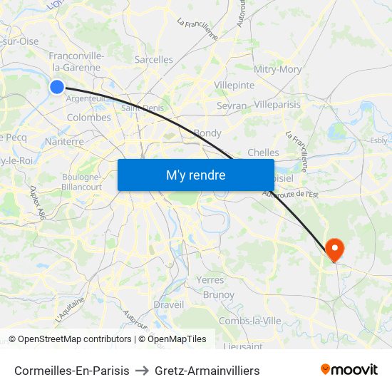 Cormeilles-En-Parisis to Gretz-Armainvilliers map