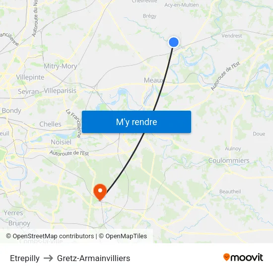 Etrepilly to Gretz-Armainvilliers map