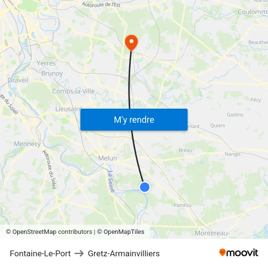 Fontaine-Le-Port to Gretz-Armainvilliers map