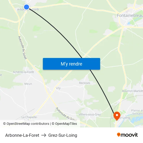 Arbonne-La-Foret to Grez-Sur-Loing map