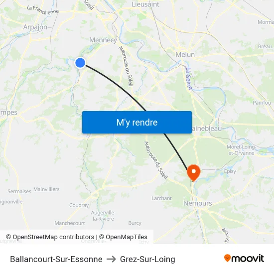 Ballancourt-Sur-Essonne to Grez-Sur-Loing map