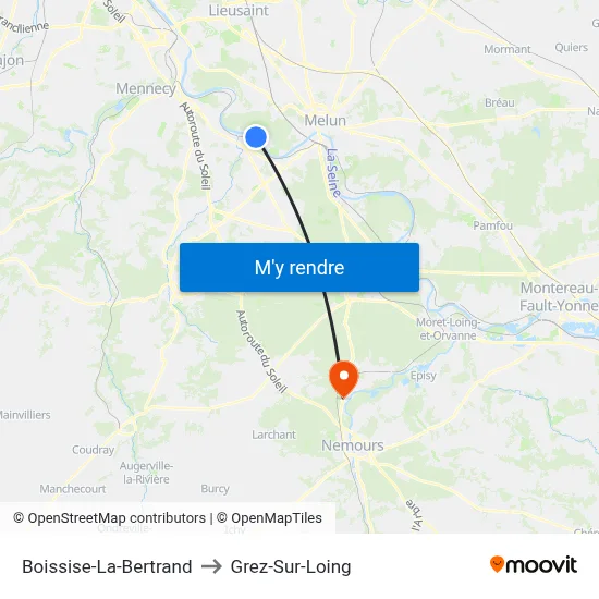 Boissise-La-Bertrand to Grez-Sur-Loing map