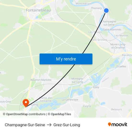 Champagne-Sur-Seine to Grez-Sur-Loing map