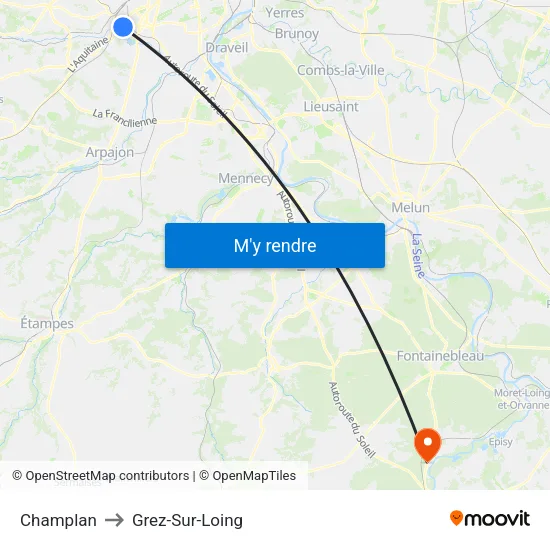 Champlan to Grez-Sur-Loing map
