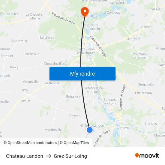 Chateau-Landon to Grez-Sur-Loing map