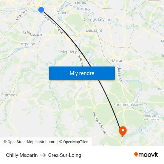 Chilly-Mazarin to Grez-Sur-Loing map