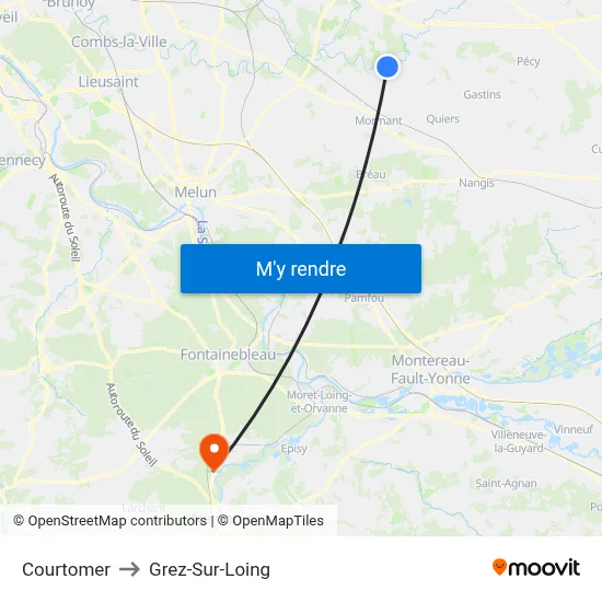 Courtomer to Grez-Sur-Loing map