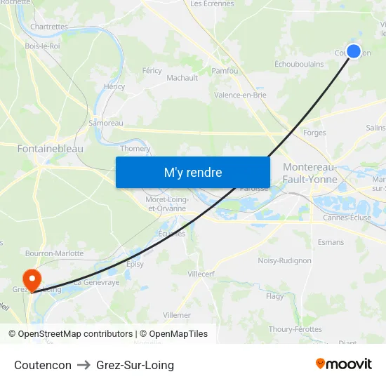 Coutencon to Grez-Sur-Loing map