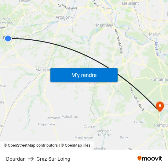 Dourdan to Grez-Sur-Loing map